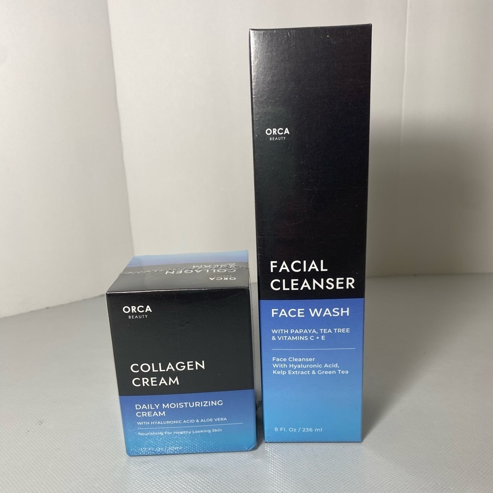 Daily Facial Tea Tree Cleanser 8oz & Face Collagen Cream for Face 1.7oz anti-age